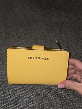Michael Kors Bright Yellow Saffiano Leather Compact Wallet